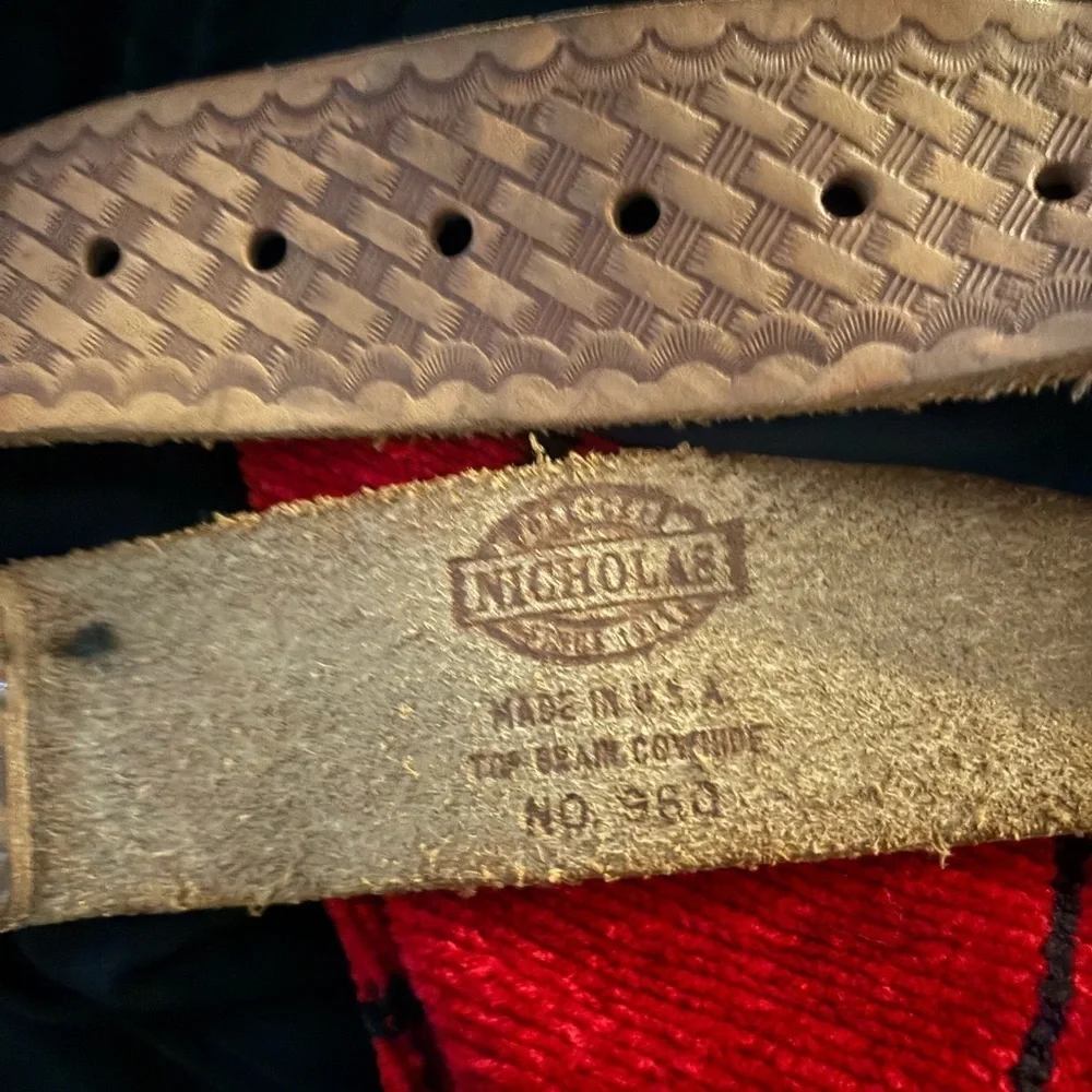 Vintage Nicholas basket weave cowhide belt